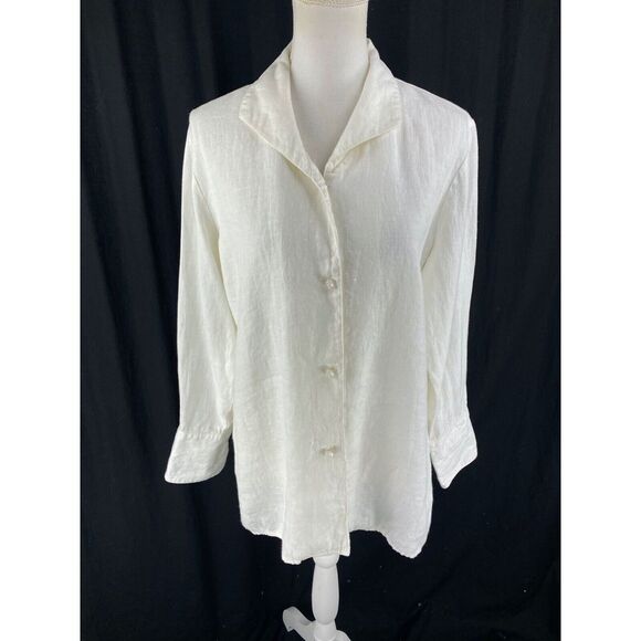 Connie Roberson Womens S Button Cardigan Jacket 100% Linen Vtg‎ USA - Picture 1 of 11